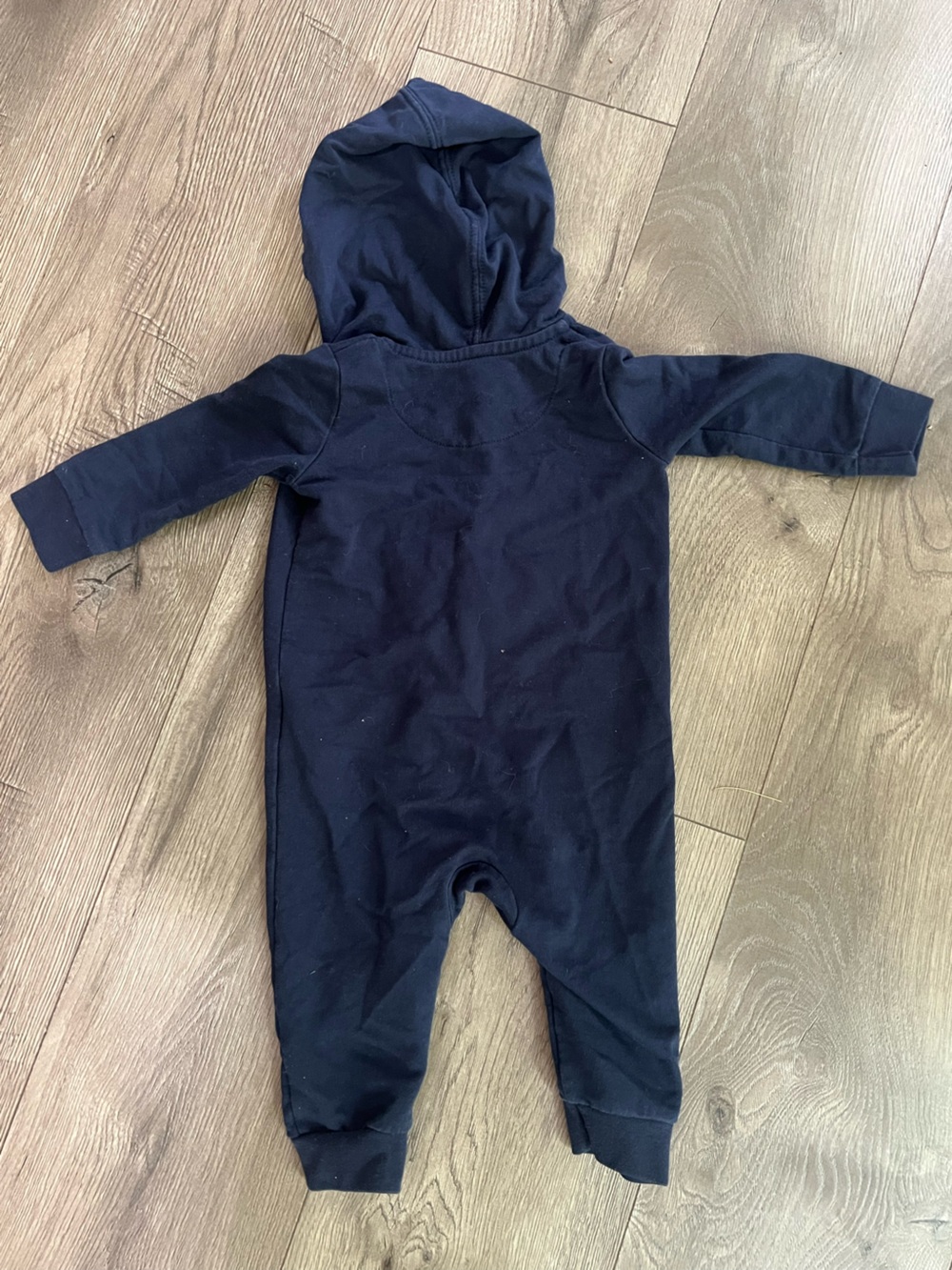 Nike Kids Navy Hooded Zip Romper with Logo - Picture 3 of 3